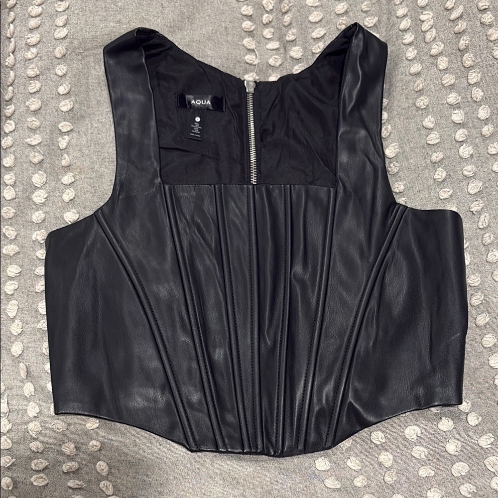 Aqua Black Sleeveless Bustier Crop Top
